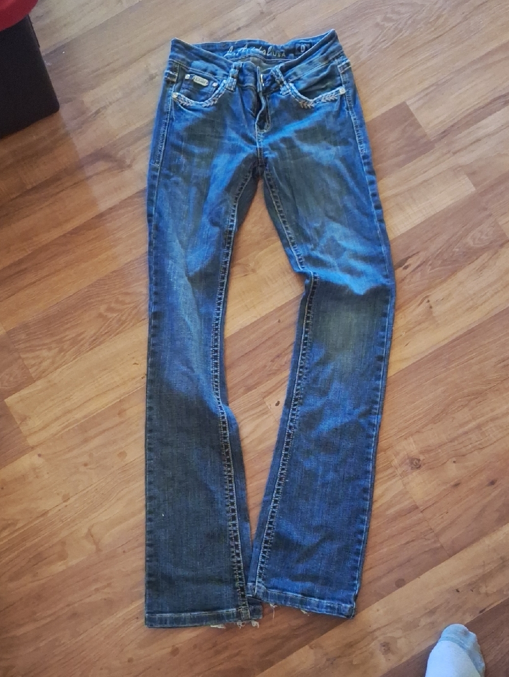 L.A. idol Women's Boot Cut Jeans - Blue Denim
